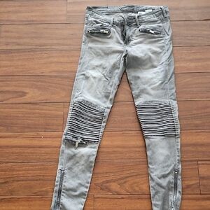 H&M Gray Biker Style Pants with Zipper Details